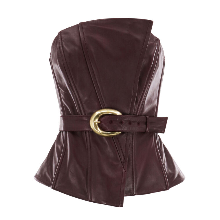 Cala Belted Leather Bustier image number null