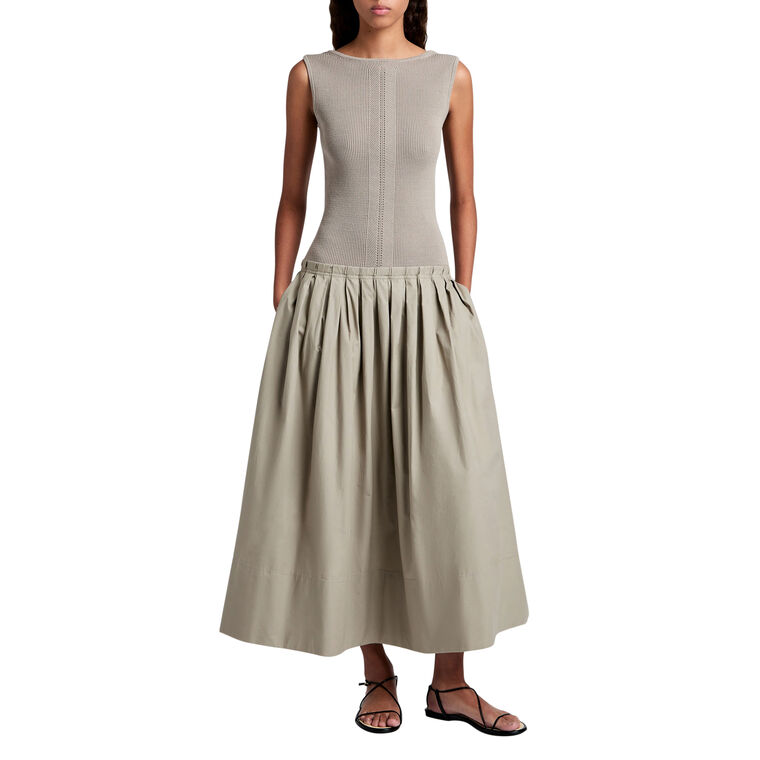 Tori Sleeveless Knit Midi Dress In Brushed Poplin image number null