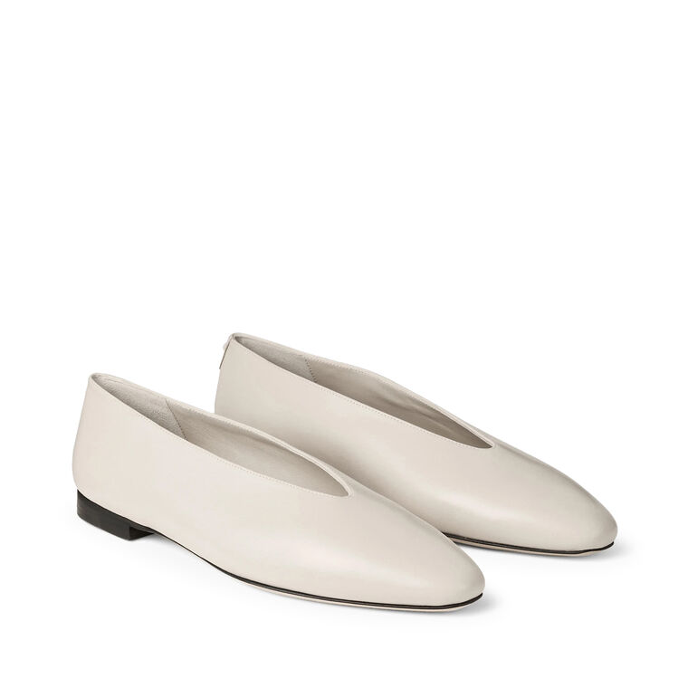 Margot Soft Shiny Biker Leather Point-Toe Ballerina Flats image number null