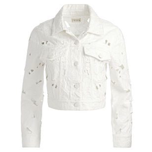 Chloe Cropped Eyelet Denim Jacket