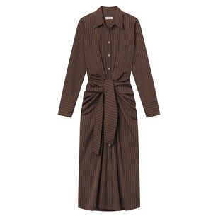 Mila Striped Long Sleeve Midi Shirt Dress