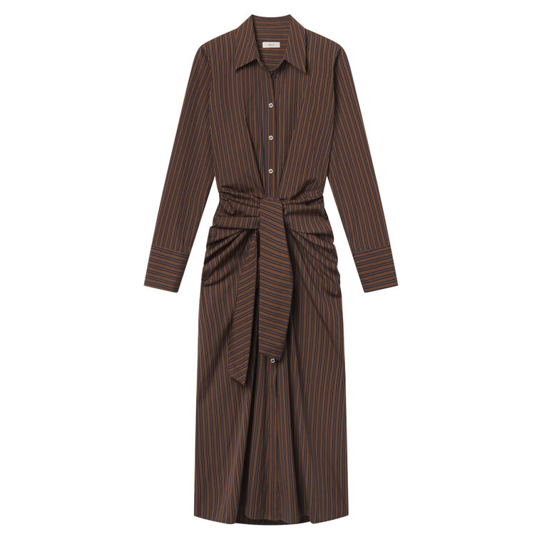 Mila Striped Long Sleeve Midi Shirt Dress image number null