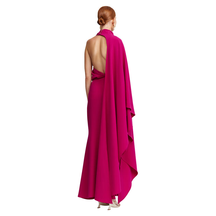 Flintshire Single-Sleeve Cowl-Neck Maxi Dress image number null