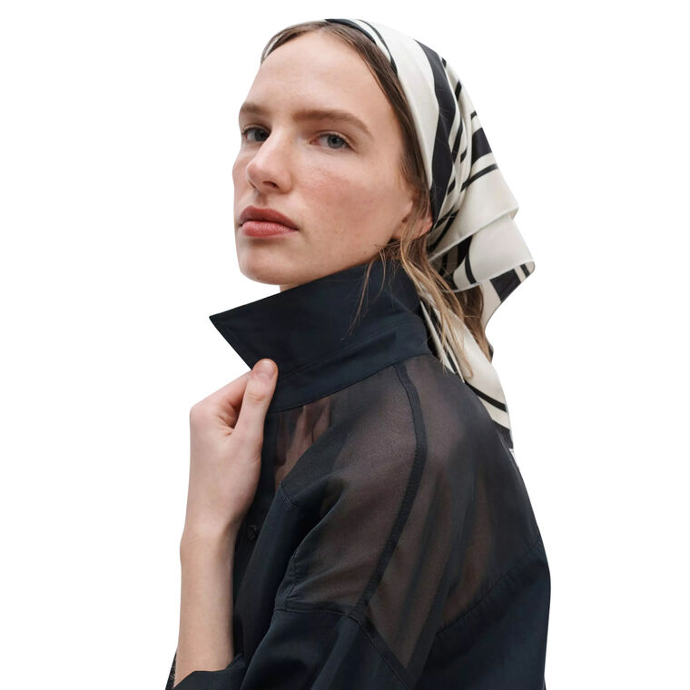 Gia Striped Italian Silk Scarf image number null