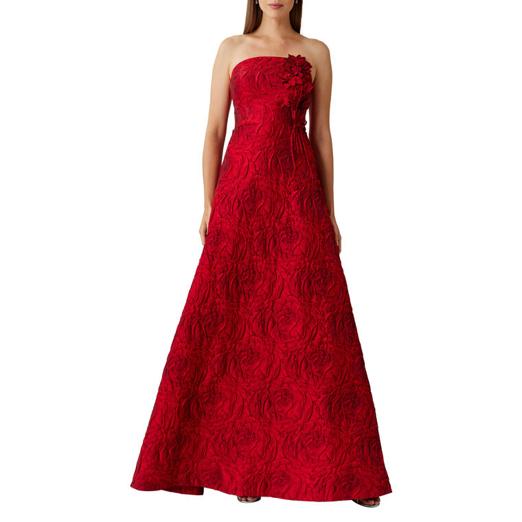 Jacquard Embossed Floral Gown image number null