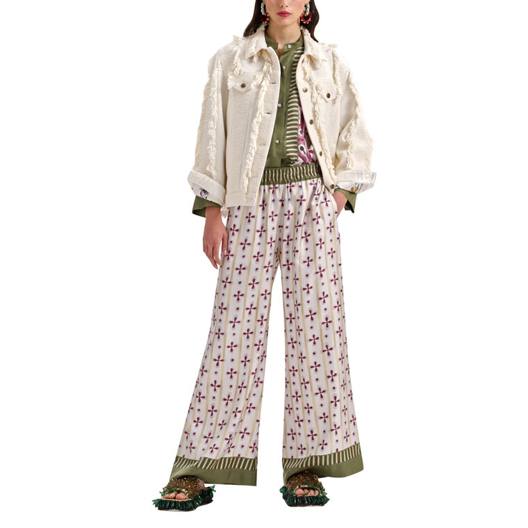 Silk-Twill Wide-Leg Palazzo Placee Pant image number null