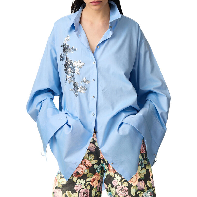 Oversized Oxford Shirt With Sequins image number null