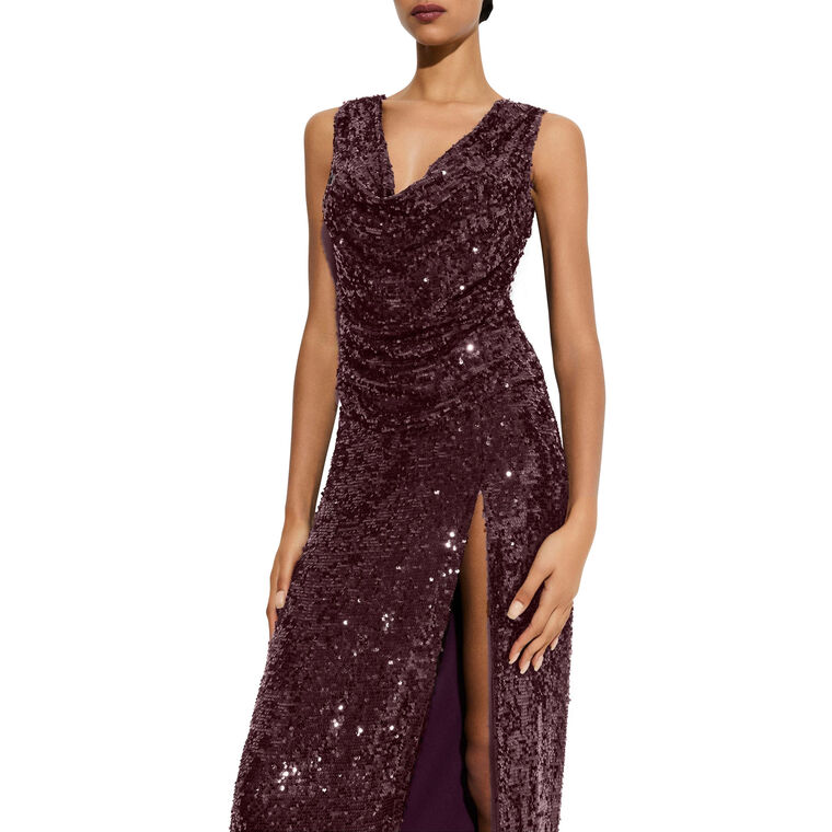 Sleeveless Sequin Cowl Neck Top image number null