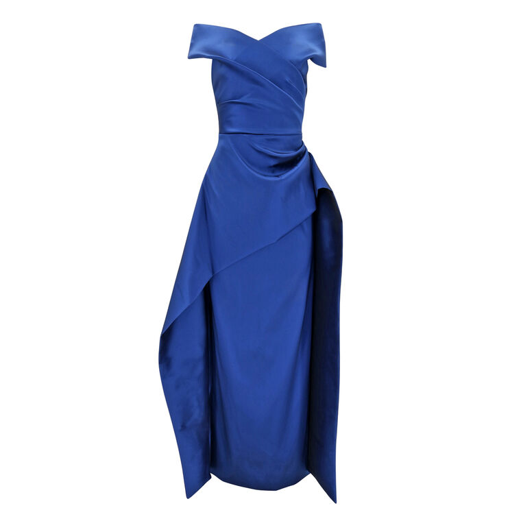 Mikado Stretch Gown With Overskirt image number null