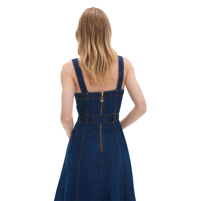 Gianna Sleeveless Belted Denim Midi Dress image number null