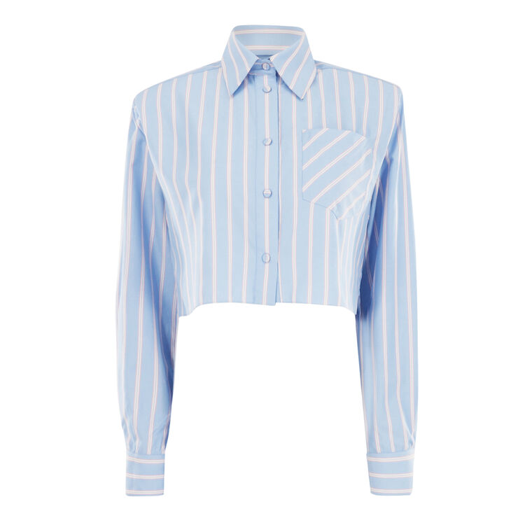 Randall Stripe Cotton Cropped Button Down image number null
