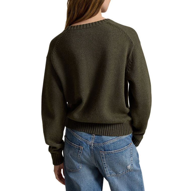 Long Sleeve Cotton Bear Crewneck Sweater image number null