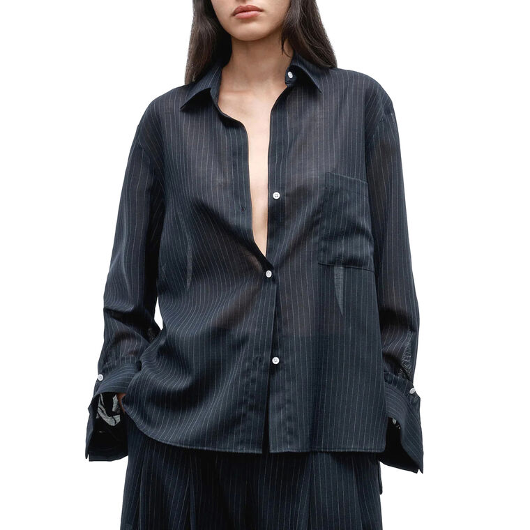 Next Morning Wool Pinstripe Shirt image number null