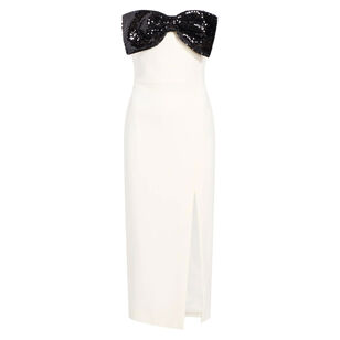 Sariah Strapless Bow Detail Midi Dress With Side Slit