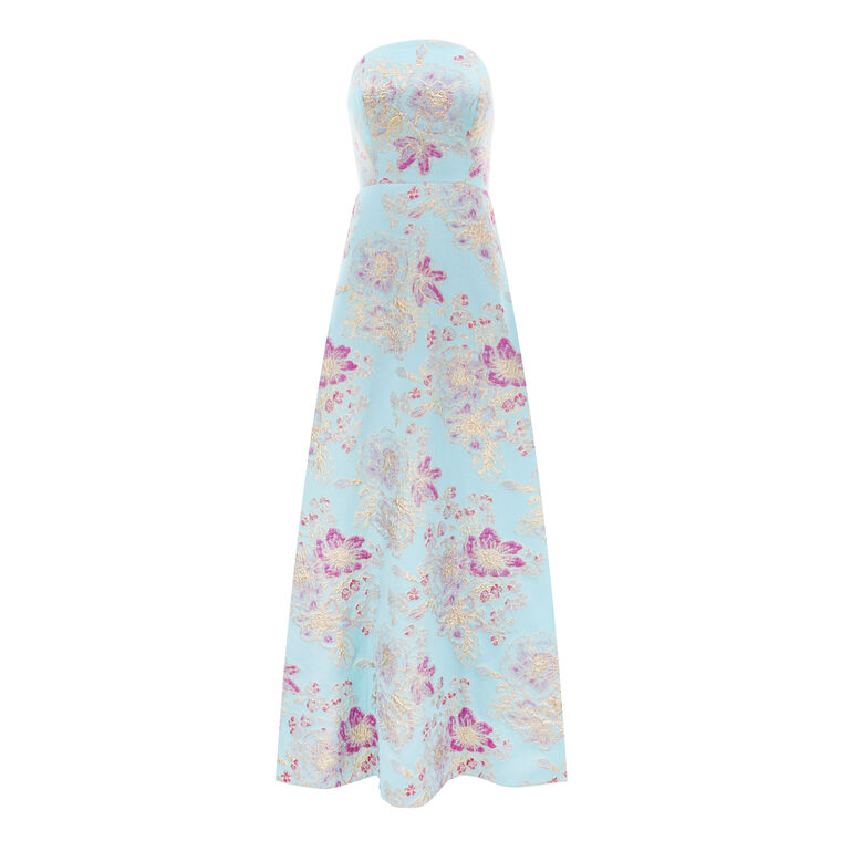 Sleeveless Metallic Multi Jacquard Gown image number null
