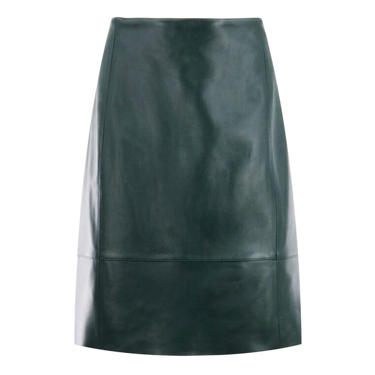 Leather Flared Knee Skirt image number null
