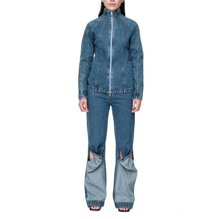 Straight Leg Mid Rise Twist Jeans image number null