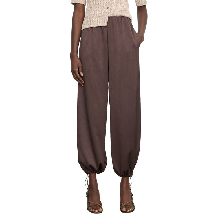 Mid-Rise Plisse Crinkle Drawcord-Hem Pant image number null