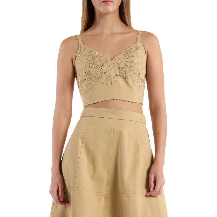 Feyre Sleeveless Laser-Cut Cropped Top image number null