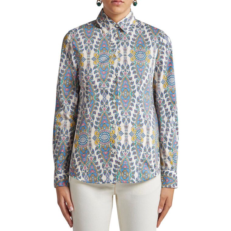 Paisley Print Button Front Blouse image number null