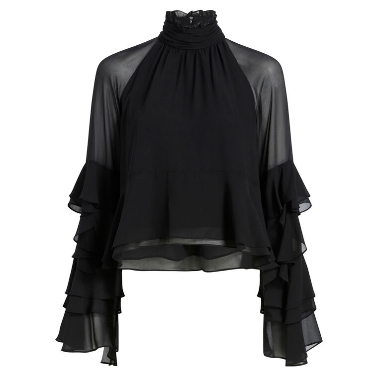 Skylah Ruffled Bell Sleeve Top image number null