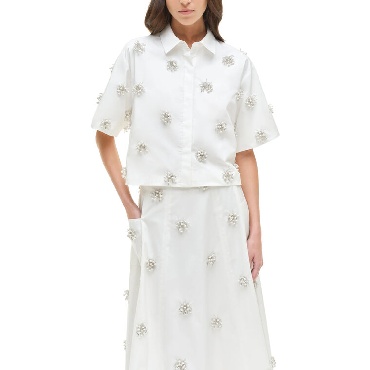 Cosmo Embellished Short Sleeve Camp Shirt image number null