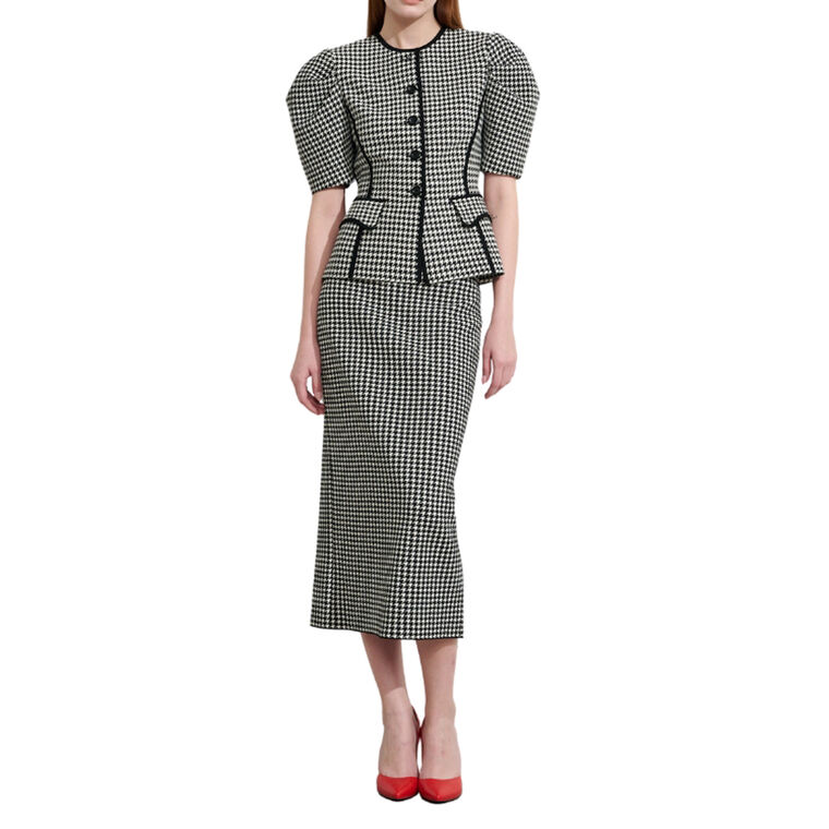 Leonie Houndstooth Midi Skirt image number null
