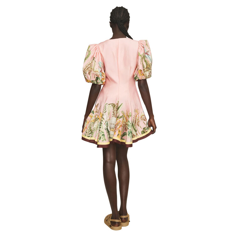 Papaya Puff Sleeve Mini Dress image number null
