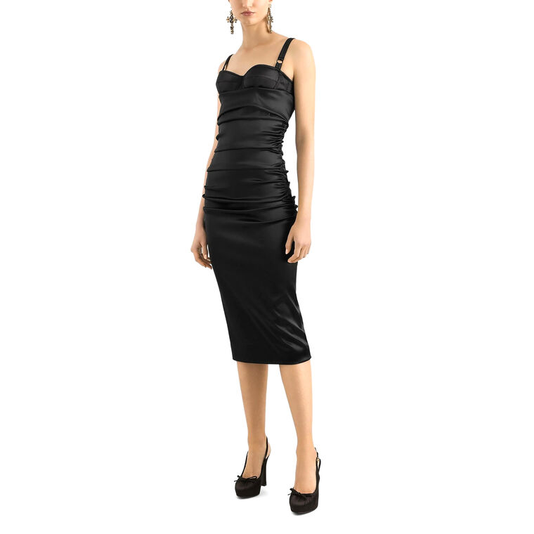 Ruched Bustier-Inspired Midi Dress image number null