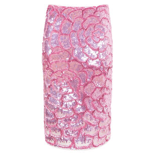 Floral Sequinned Pencil Skirt