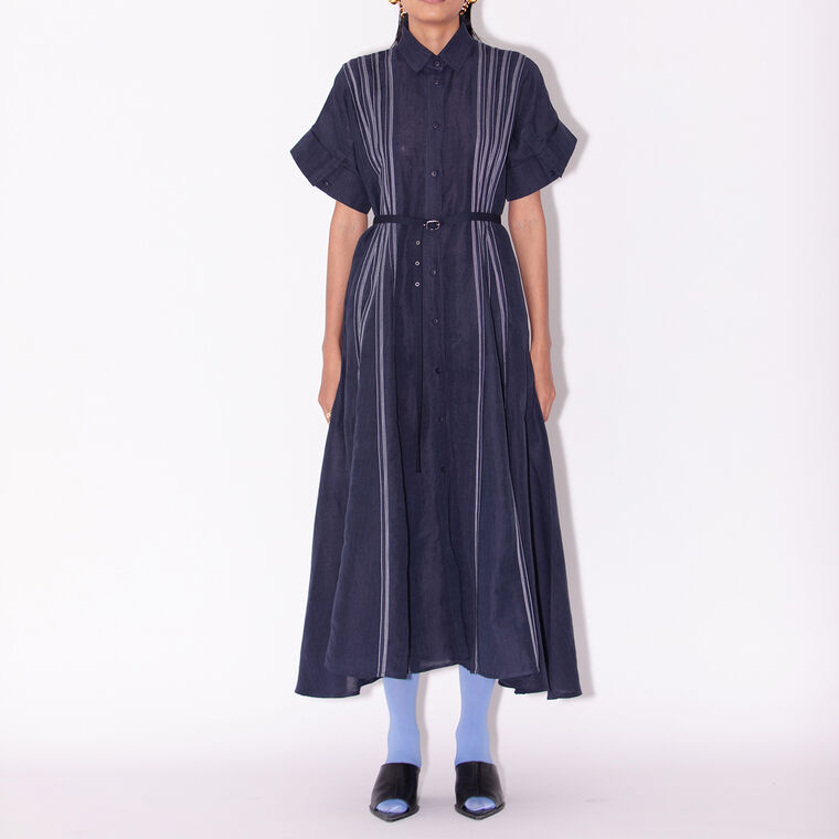 Matilda Belted Linen Midi Dress image number null