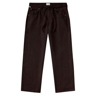 Brynn Drawstring Straight-Leg Linen Trouser