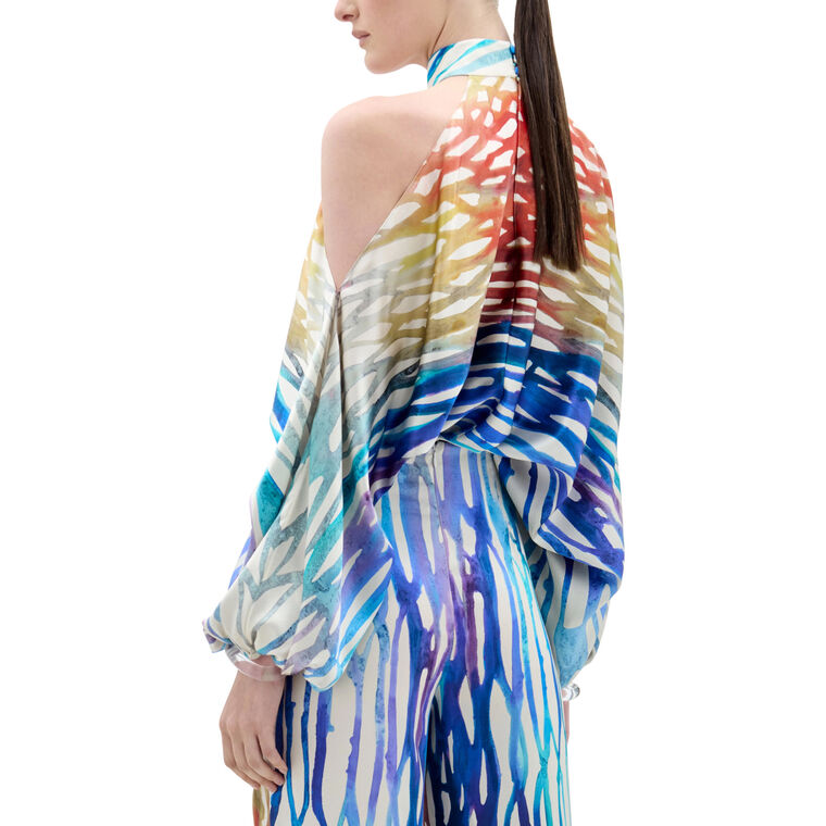 Safira High Neck Long Sleeve Cold Shoulder Blouse image number null