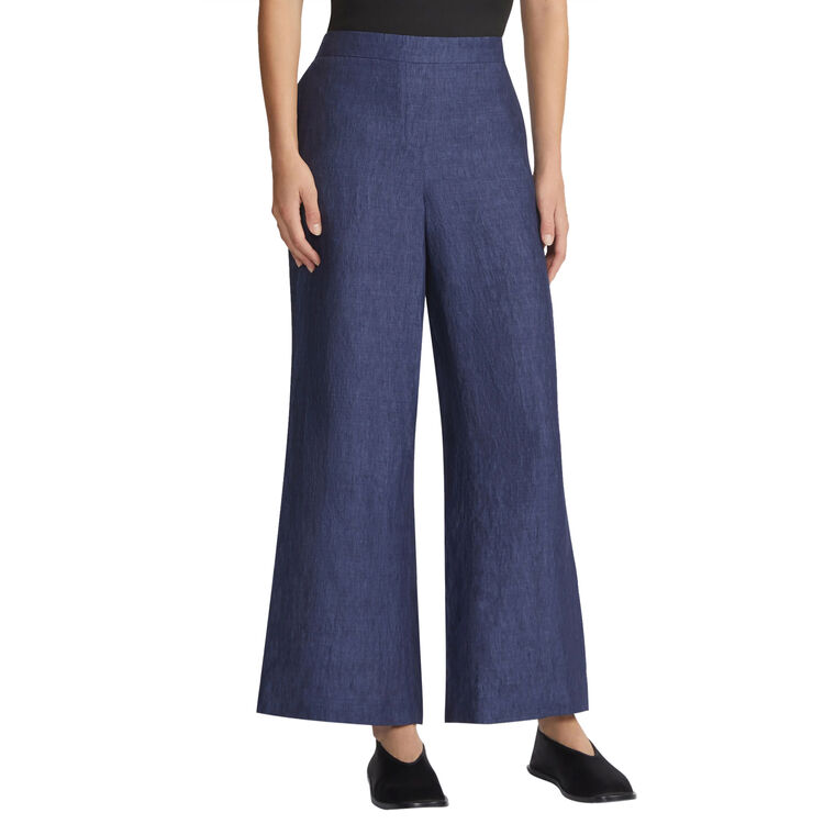 Organic Linen Columbus Cropped Wide Leg Pant image number null