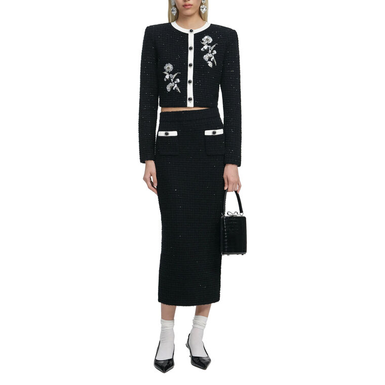 Textured Knit Midi Skirt image number null