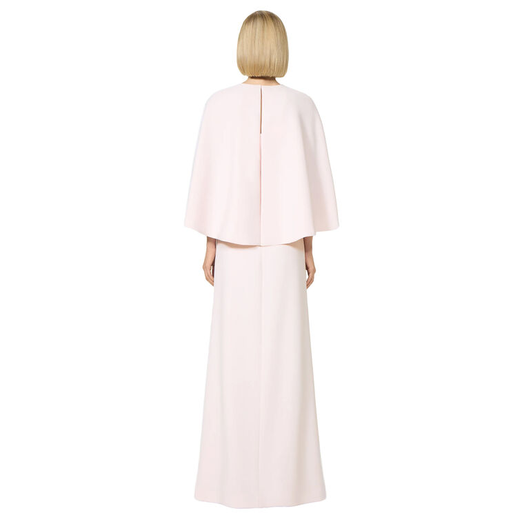 Jessine Strapless Floral Applique Crepe Gown With Cape image number null