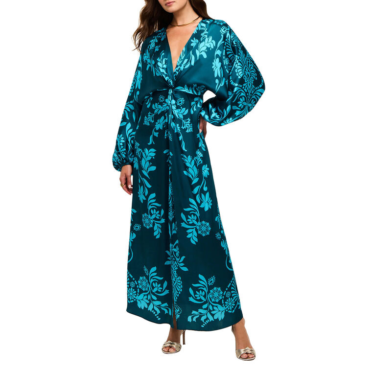 Brenna Long Sleeve Silk Maxi Dress image number null