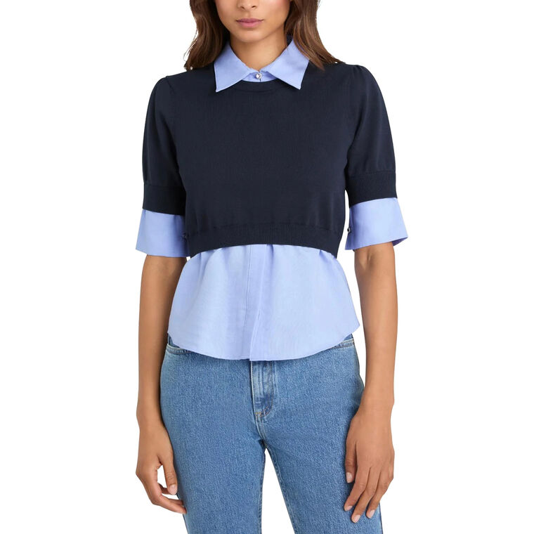 Capucine Collared Mixed Media Top image number null