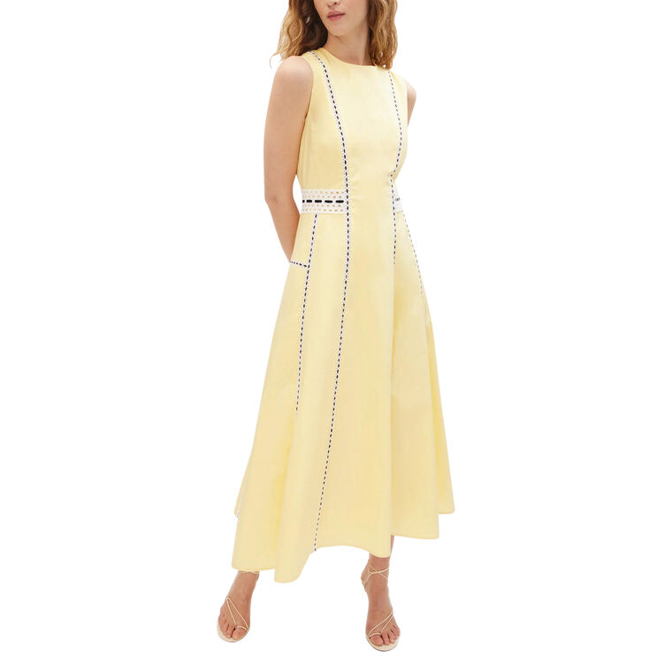 Sloane Sleeveless Cotton Poplin A-Line Midi Dress image number null
