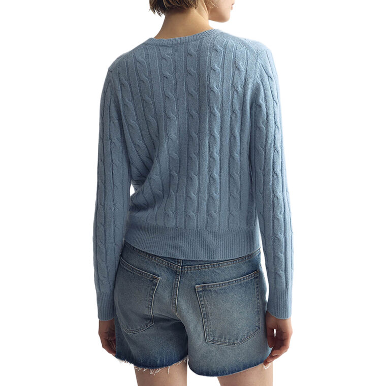 Camelia Long Sleeve V-Neck Cable Stitch Cashmere Sweater image number null