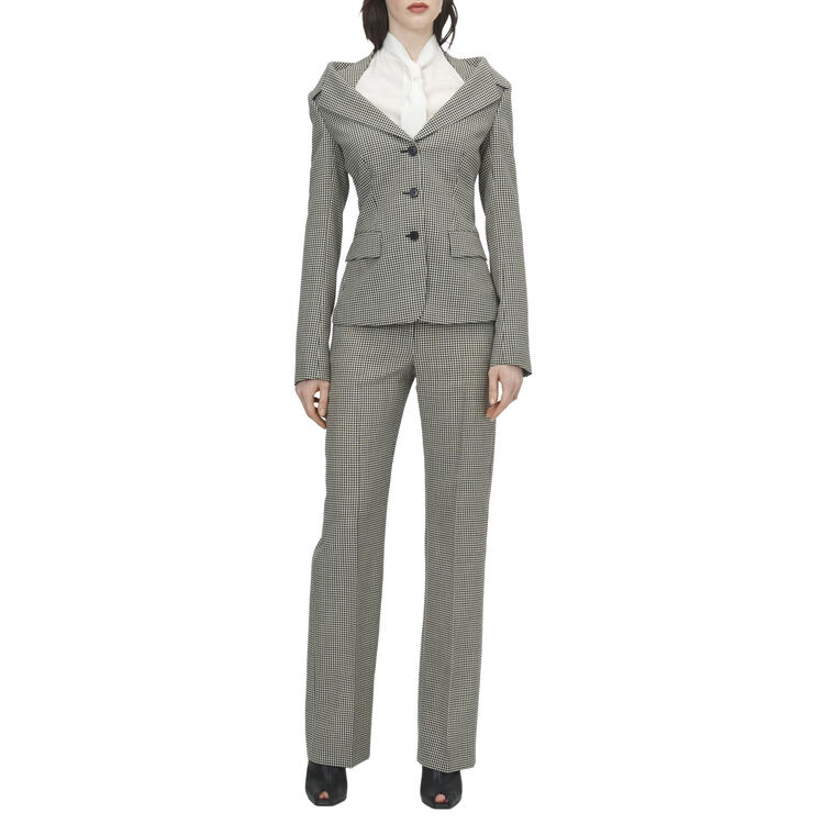 High-Rise Gingham Tailoring Straight-Leg Trouser image number null