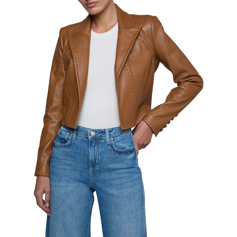 Dulcie Leather Whipstitch Blazer image number null