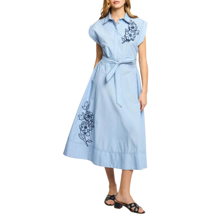 Callie Short Sleeve Belted Midi Dress image number null