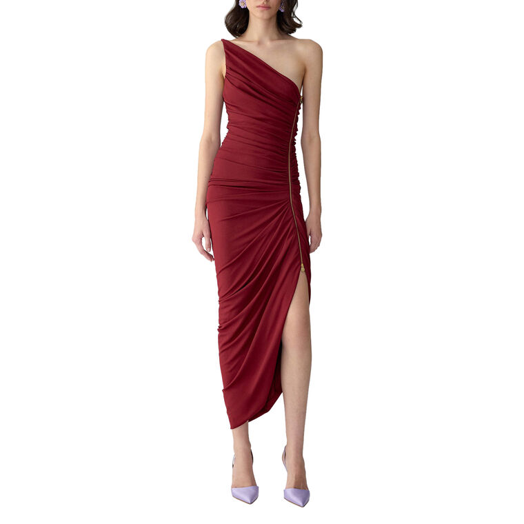 Asymmetric Ruched Midi Dress image number null