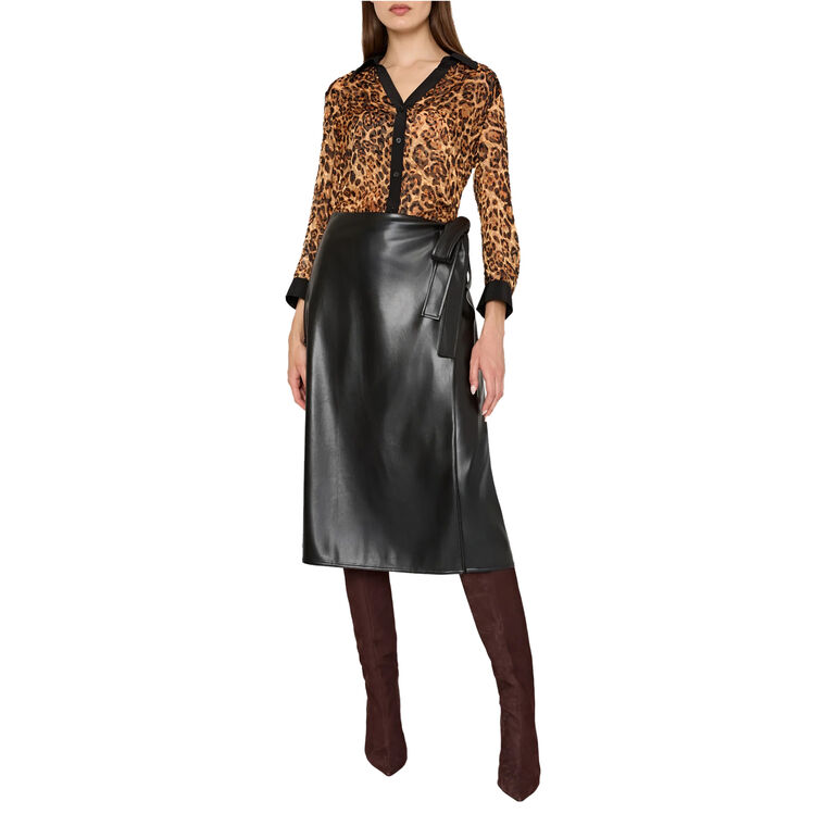 Quincy Burnout Jacquard Satin-Trim Blouse image number null