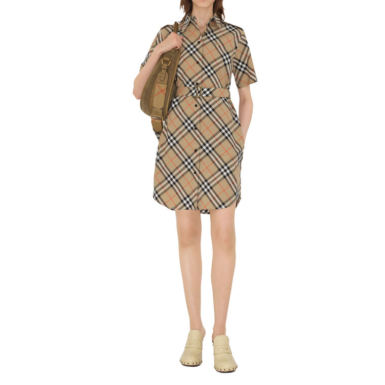 Check Cotton Shirt Dress image number null