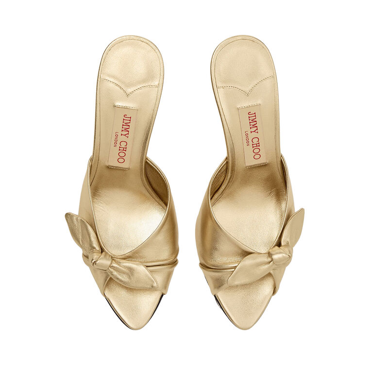 Livi 85mm Metallic Nappa Wedge Sandals With Bow image number null
