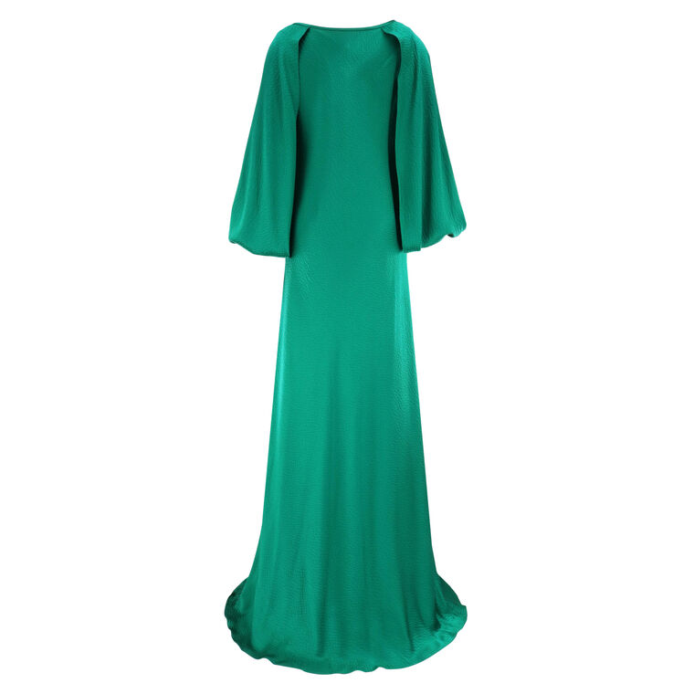 Hammered Satin Bishop Sleeve Gown image number null