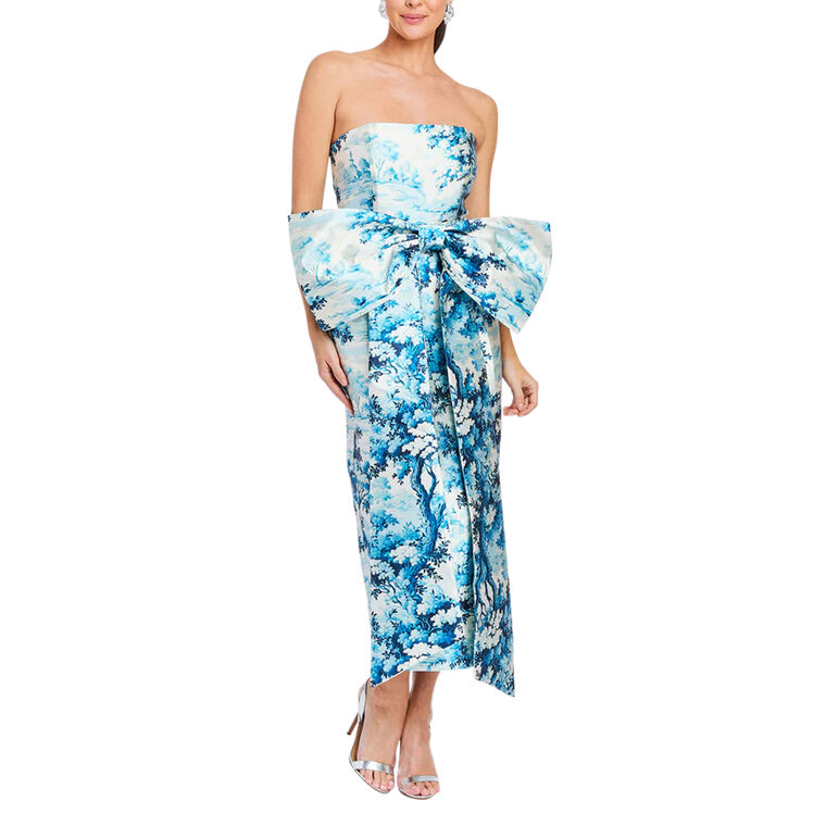 Lorena Convertible Bow Strapless Midi Dress image number null