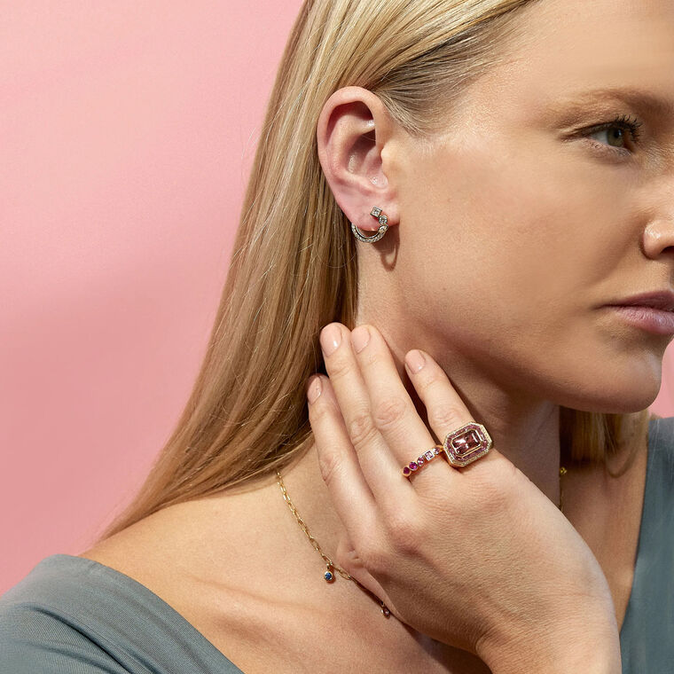 Mini Bezel Crescent Earrings image number null